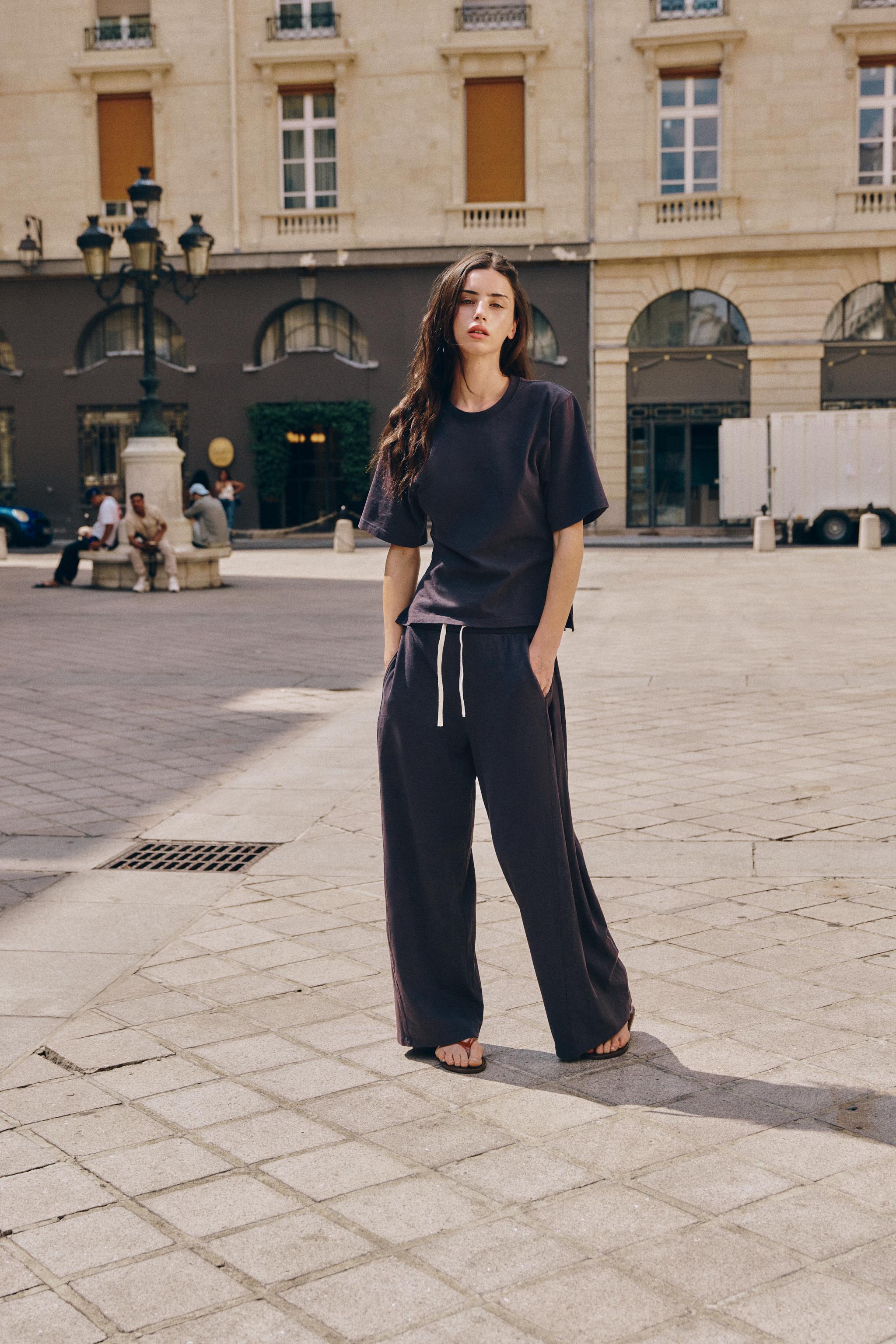 COTTON PLEATED PANTS